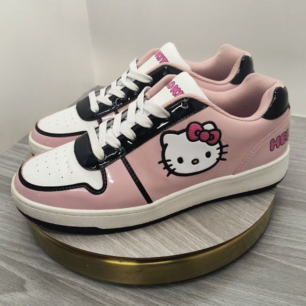 Hello Kitty by Sanrio Low Top Court Sneakers Women's Size 10 Shoes Pink White - Picture 3 of 8